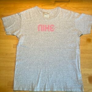 Nike Heather Gray Tee with Pink Graphic